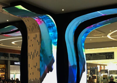 curved pillars made with CUBE LED Video Wall